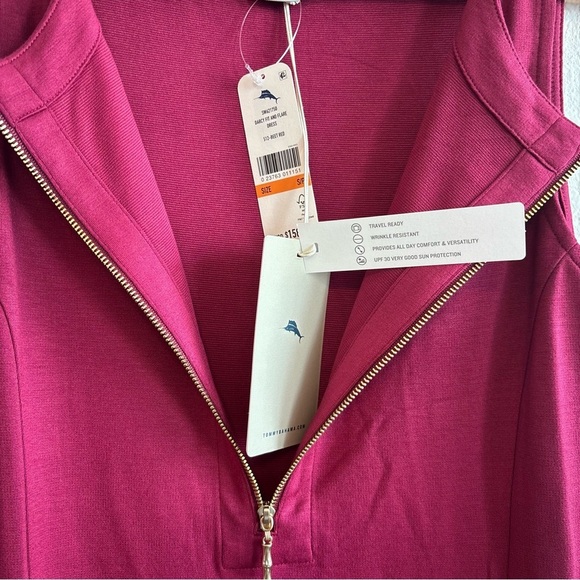 NWT Tommy Bahama Red Darcy Fit and Flare Dress Front Zipper Beet Red W Pockets S - Picture 6 of 10